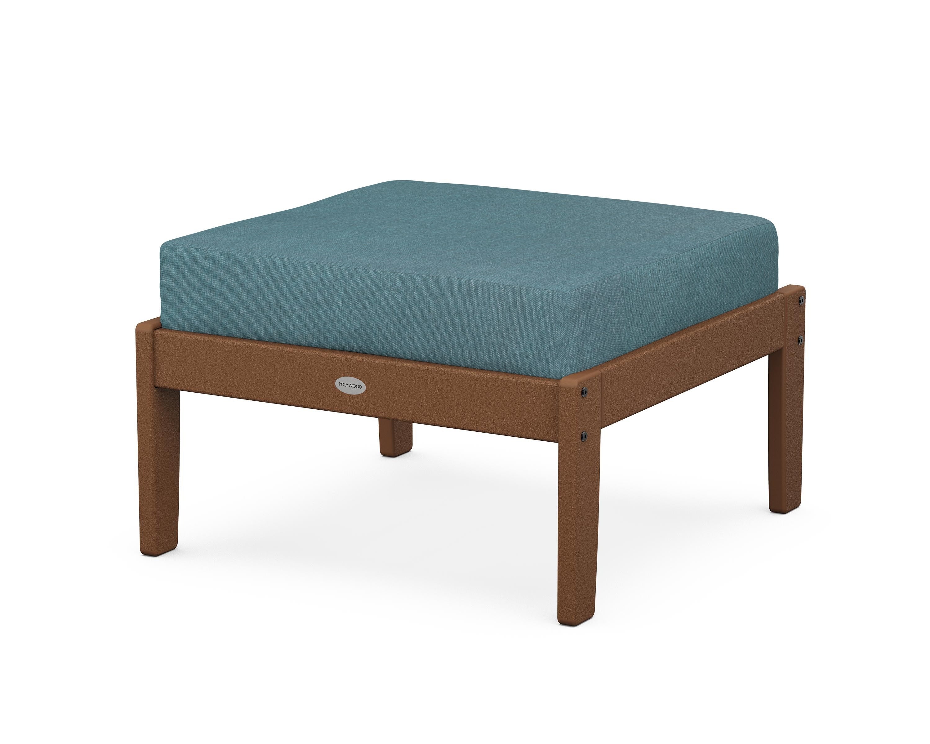 POLYWOOD® Braxton Deep Seating Ottoman in Teak / Ocean Teal