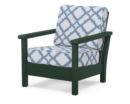 POLYWOOD® Harbour Deep Seating Chair in Green / Trellis Sky Blue