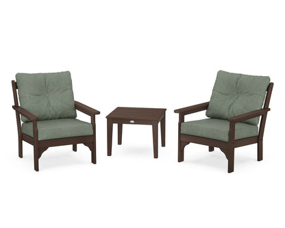 POLYWOOD® Vineyard 3-Piece Deep Seating Set in Mahogany / Cast Sage