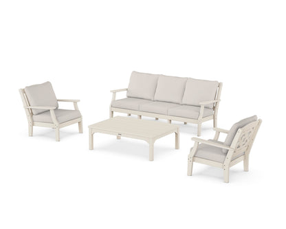 Martha Stewart by POLYWOOD® Chinoiserie 4-Piece Deep Seating Set with Sofa in Sand / Cast Ash