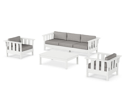 Martha Stewart by POLYWOOD® Acadia 4-Piece Deep Seating Set with Sofa in White / Grey Mist