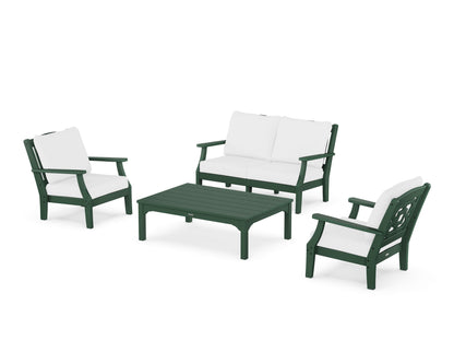 Martha Stewart by POLYWOOD® Chinoiserie 4-Piece Deep Seating Set with Loveseat in Green / Natural