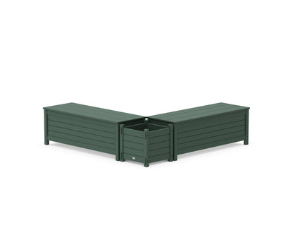 POLYWOOD® 48" Nautical L- Shaped Planter Storage Bench Set in Green