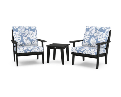 POLYWOOD® Lakeside 3-Piece Deep Seating Chair Set in Black / Leaf Sky Blue
