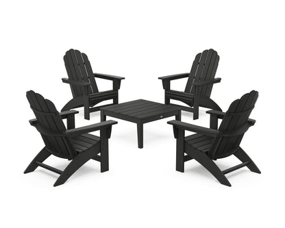POLYWOOD® 5-Piece Vineyard Grand Adirondack Chair Conversation Group in Black