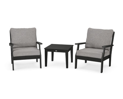 POLYWOOD® Braxton 3-Piece Deep Seating Set in Black / Grey Mist