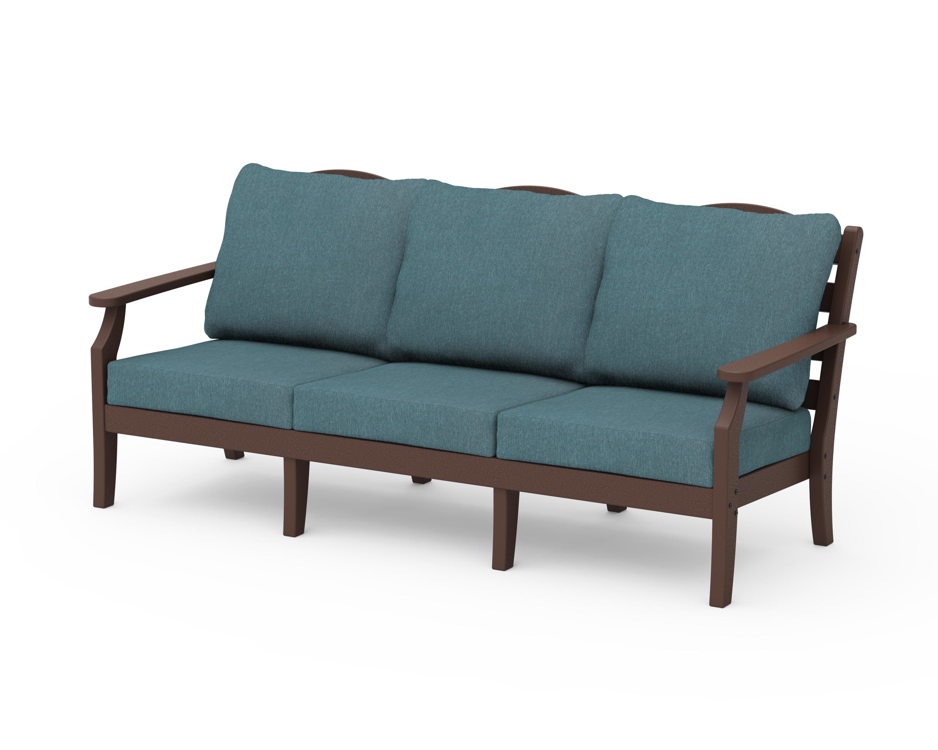 Draper James™ by  POLYWOOD® Savannah Deep Seating Sofa in Mahogany / Ocean Teal