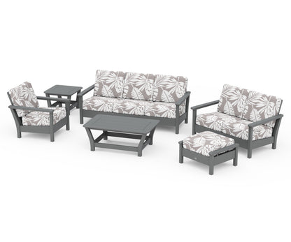 POLYWOOD® Harbour 6-Piece Outdoor Living Set in Slate Grey / Leaf Grey Mist