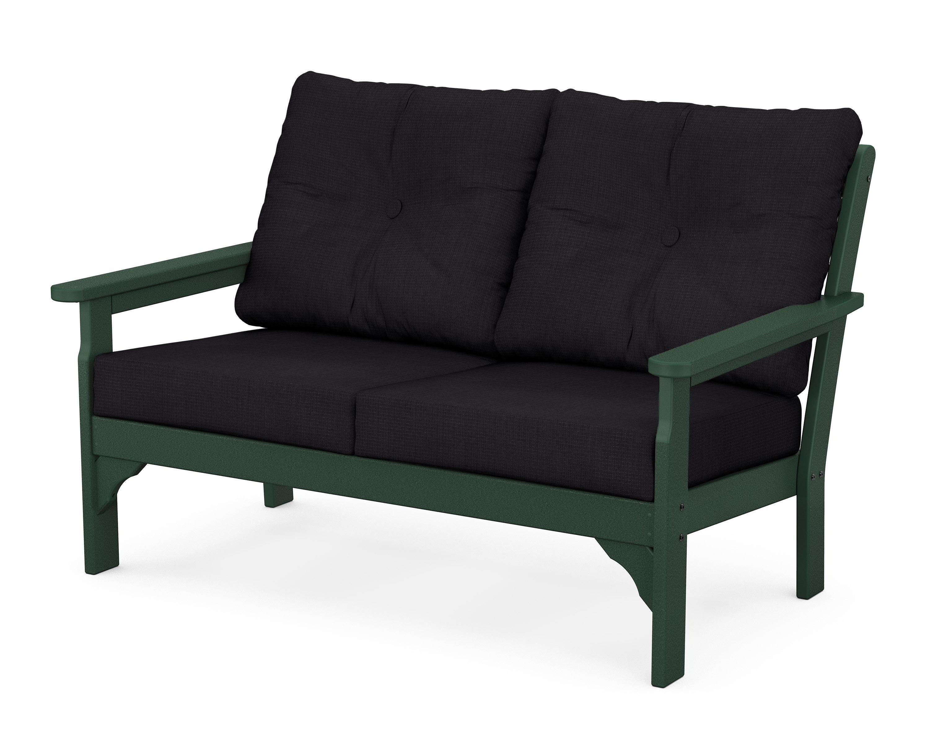 POLYWOOD® Vineyard Deep Seating Loveseat in Green / Midnight Linen