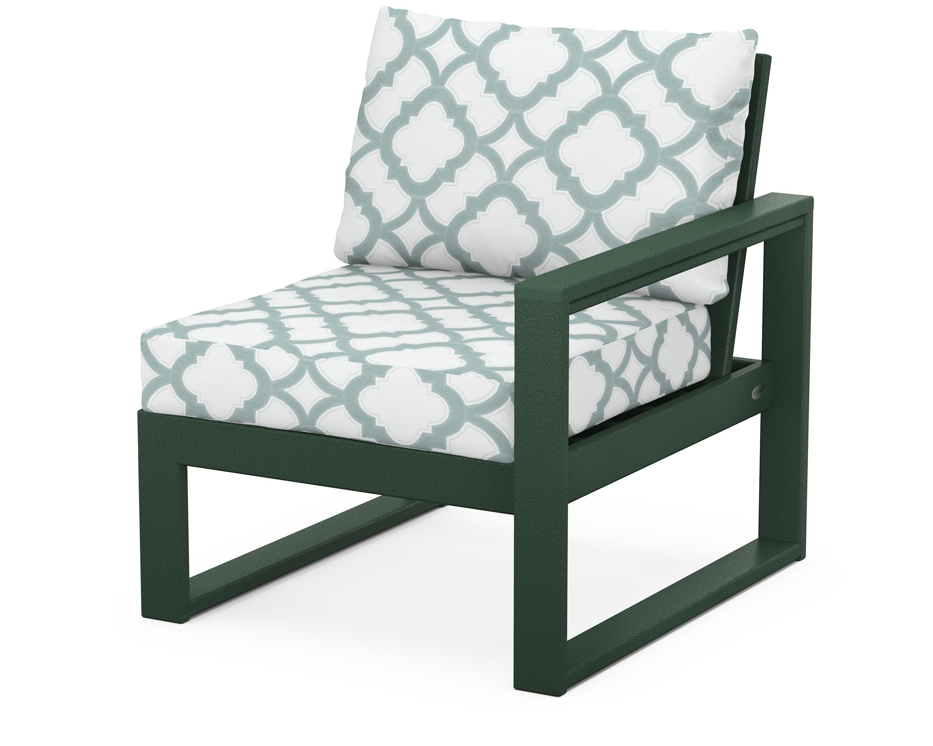 POLYWOOD® EDGE Modular Right Arm Chair in Green / Trellis Glacier Spa