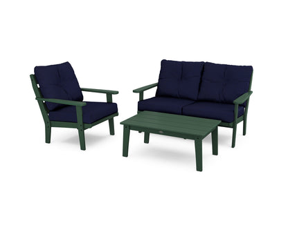 POLYWOOD® Lakeside 3-Piece Deep Seating Set in Green / Navy