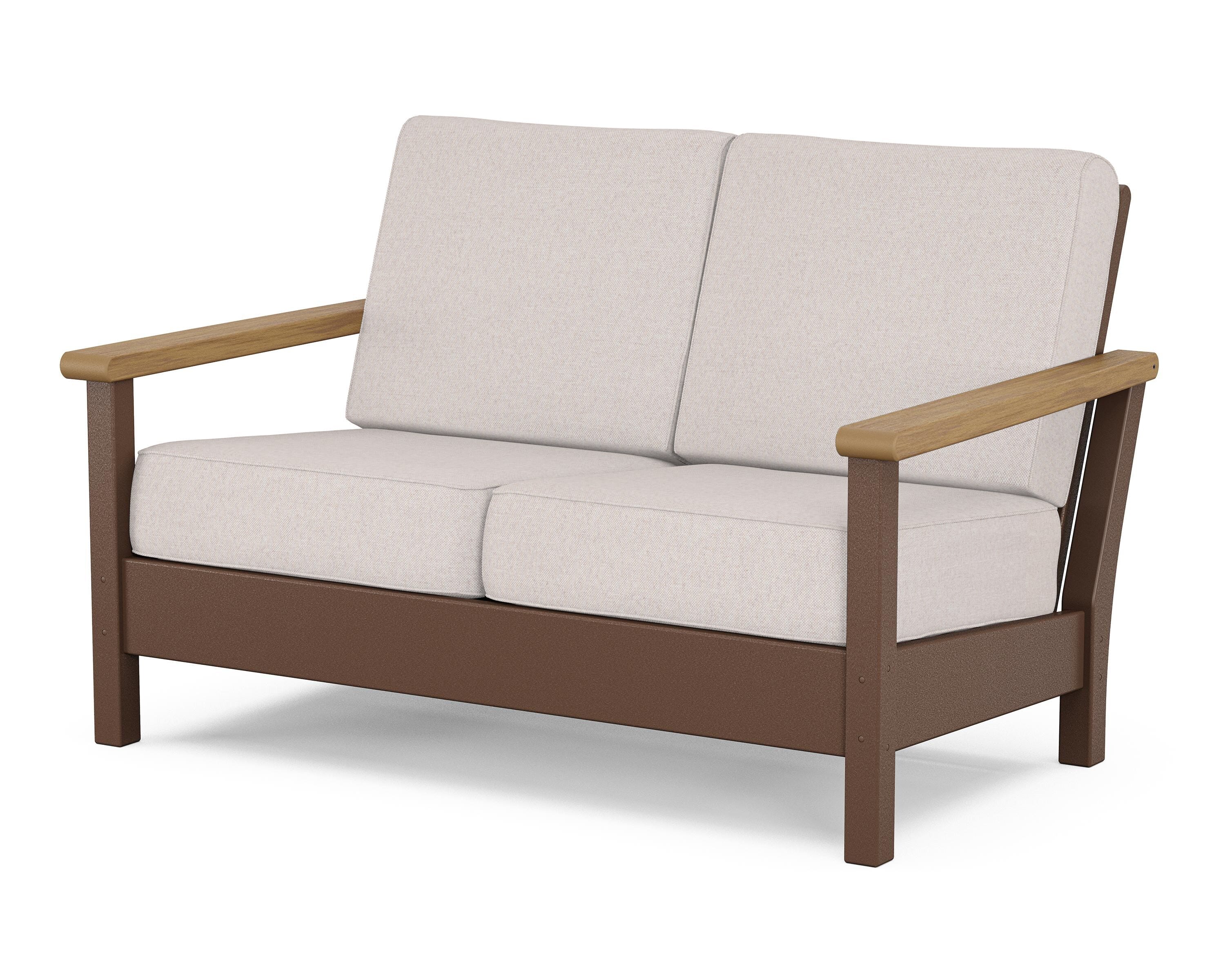POLYWOOD® Harbour Deep Seating Loveseat in Mahogany / Natural / Dune Burlap