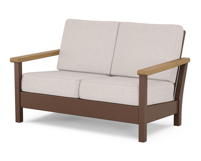 POLYWOOD® Harbour Deep Seating Loveseat in Mahogany / Natural / Dune Burlap