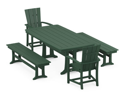 POLYWOOD® Quattro 5-Piece Dining Set with Trestle Legs in Green