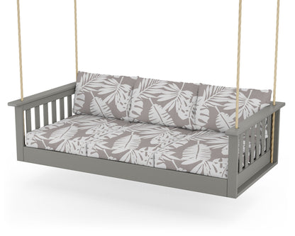 POLYWOOD® Vineyard Daybed Swing in Slate Grey / Leaf Grey Mist