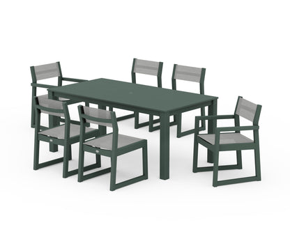 POLYWOOD® EDGE Sling 7-Piece Parsons Dining Set in Green / Metallic Sling
