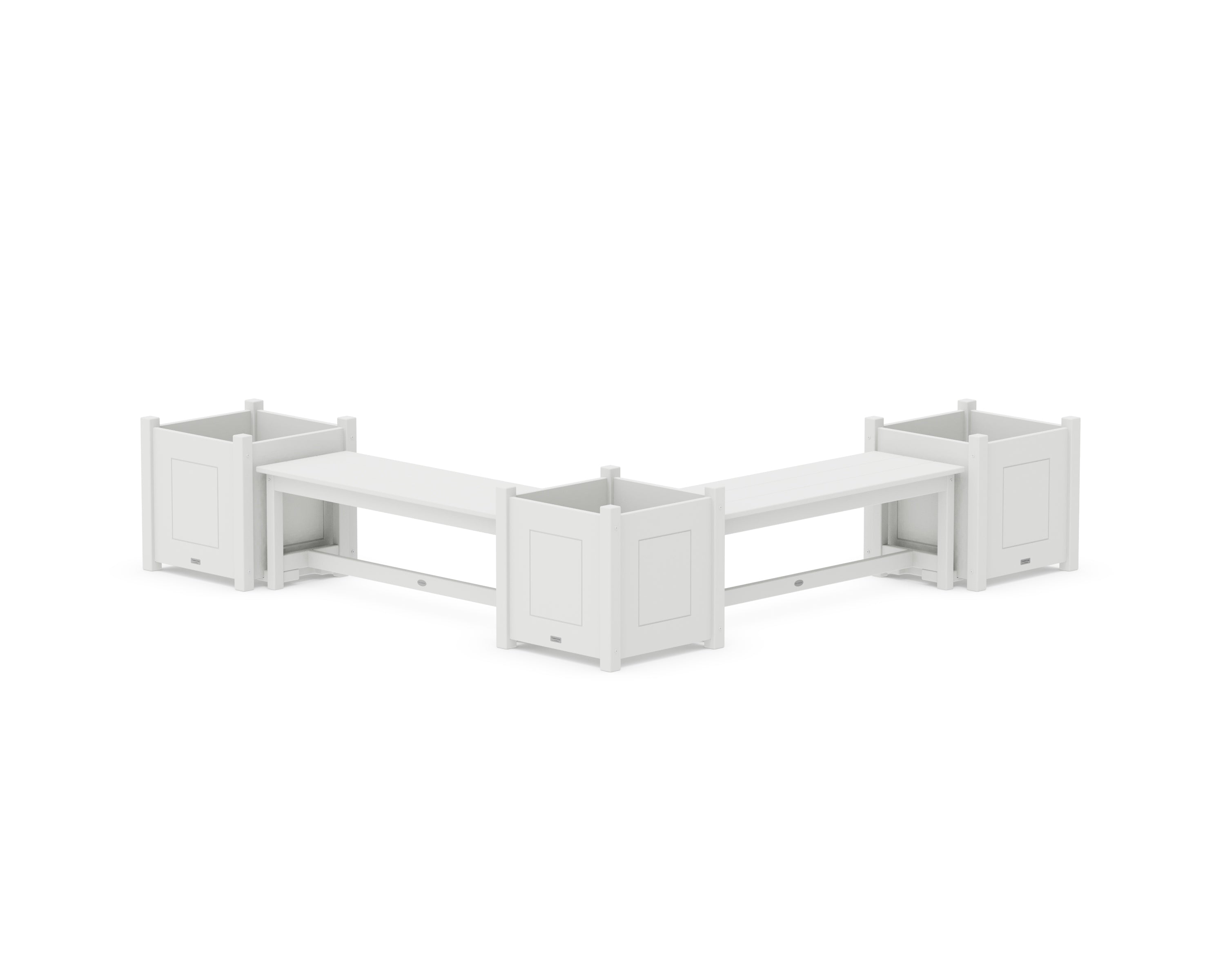 POLYWOOD® 48" Country Living L- Shaped Planter Bench Corner Set - Large in White