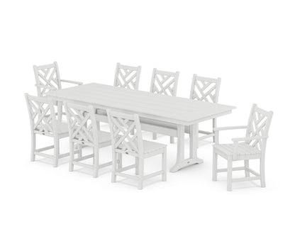 POLYWOOD® Chippendale 9-Piece Farmhouse Dining Set with Trestle Legs in White
