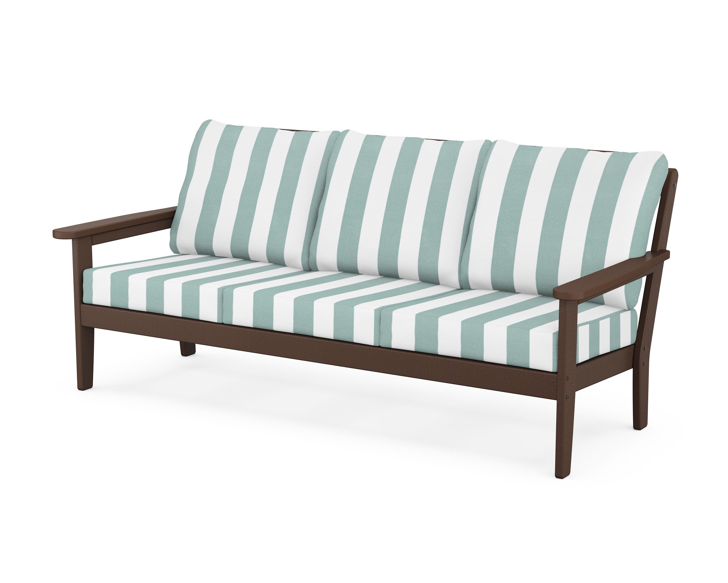 Country Living Cottage Deep Seating Sofa in Mahogany / Cabana Stripe Glacier Spa