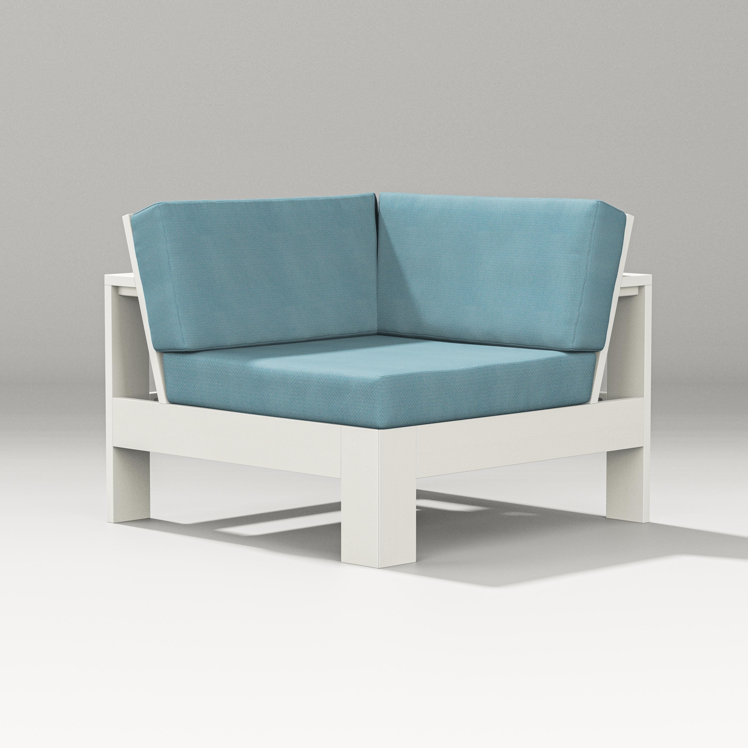 PW Designer Series Latitude Modular Corner Chair in Vintage White / Lattice Sky Blue