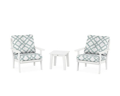 POLYWOOD® Mission 3-Piece Deep Seating Set in White / Trellis Glacier Spa