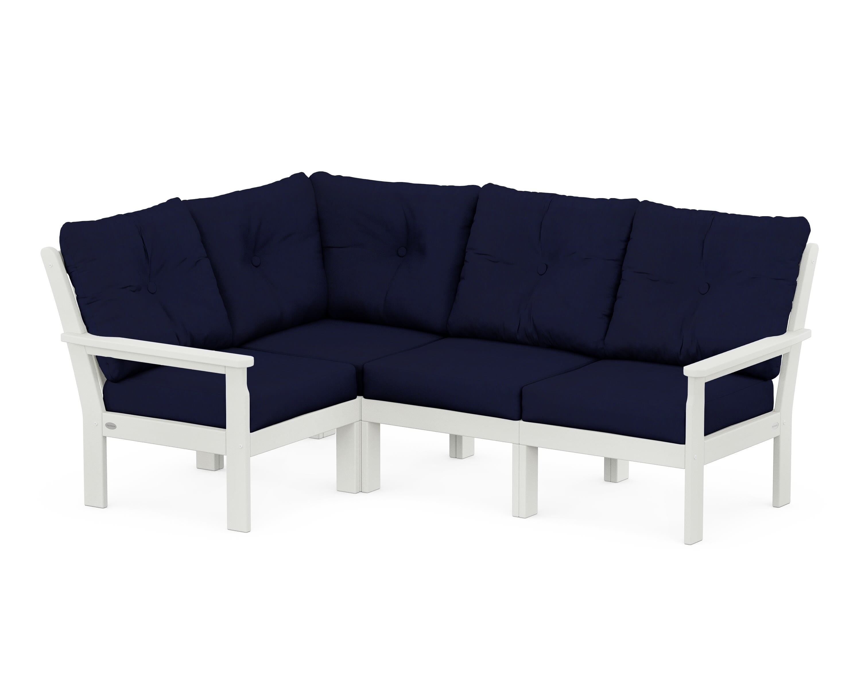 POLYWOOD® Vineyard 4-Piece Sectional in Vintage White / Navy