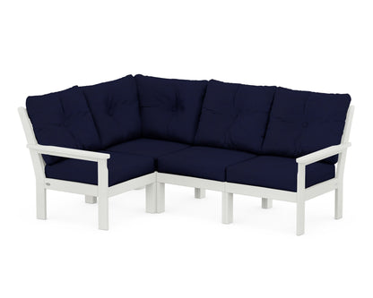 POLYWOOD® Vineyard 4-Piece Sectional in Vintage White / Navy