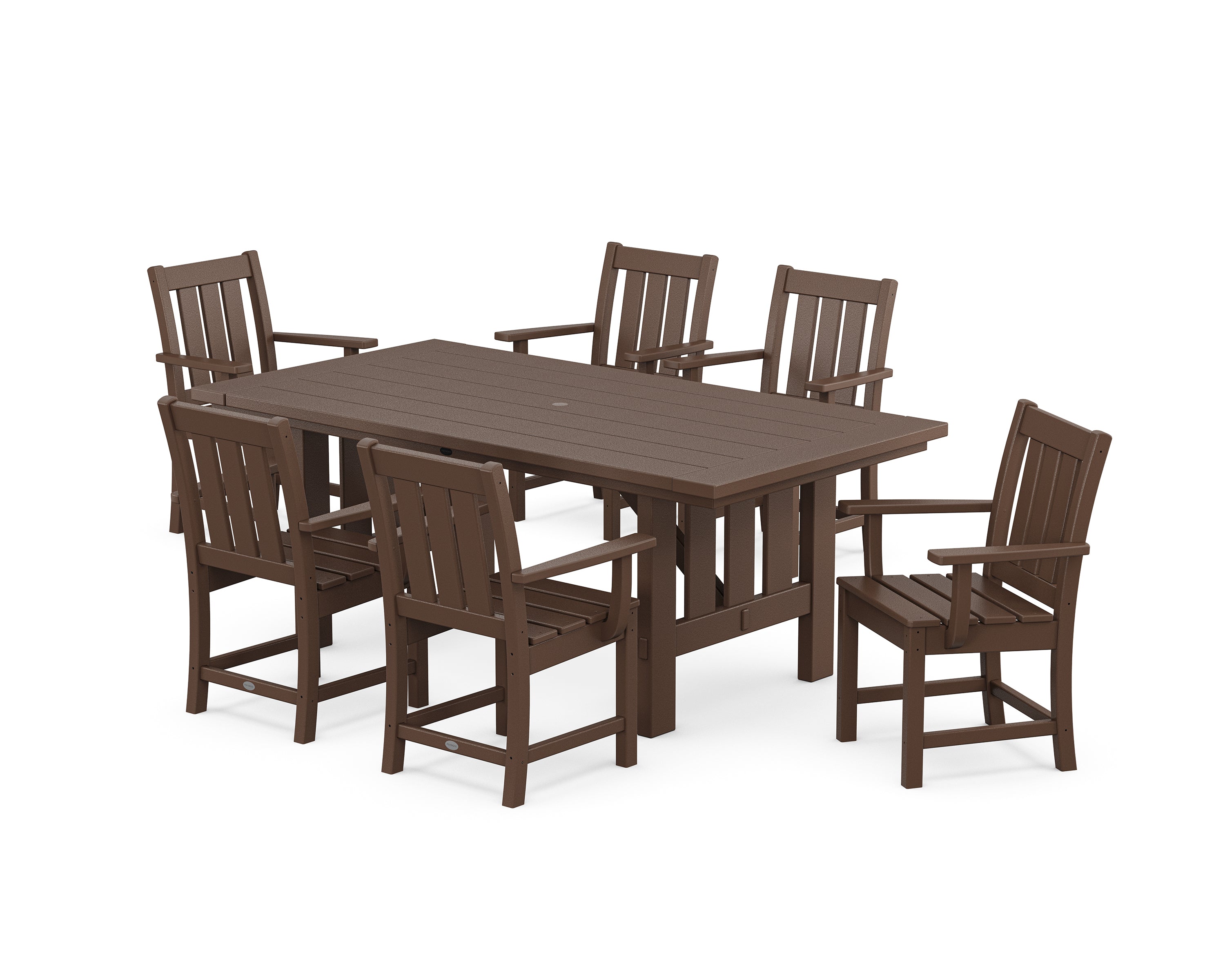 POLYWOOD® Oxford Arm Chair 7-Piece Mission Dining Set in Mahogany
