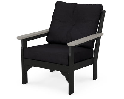 POLYWOOD® Vineyard Deep Seating Chair in Black / Driftwood / Midnight Linen