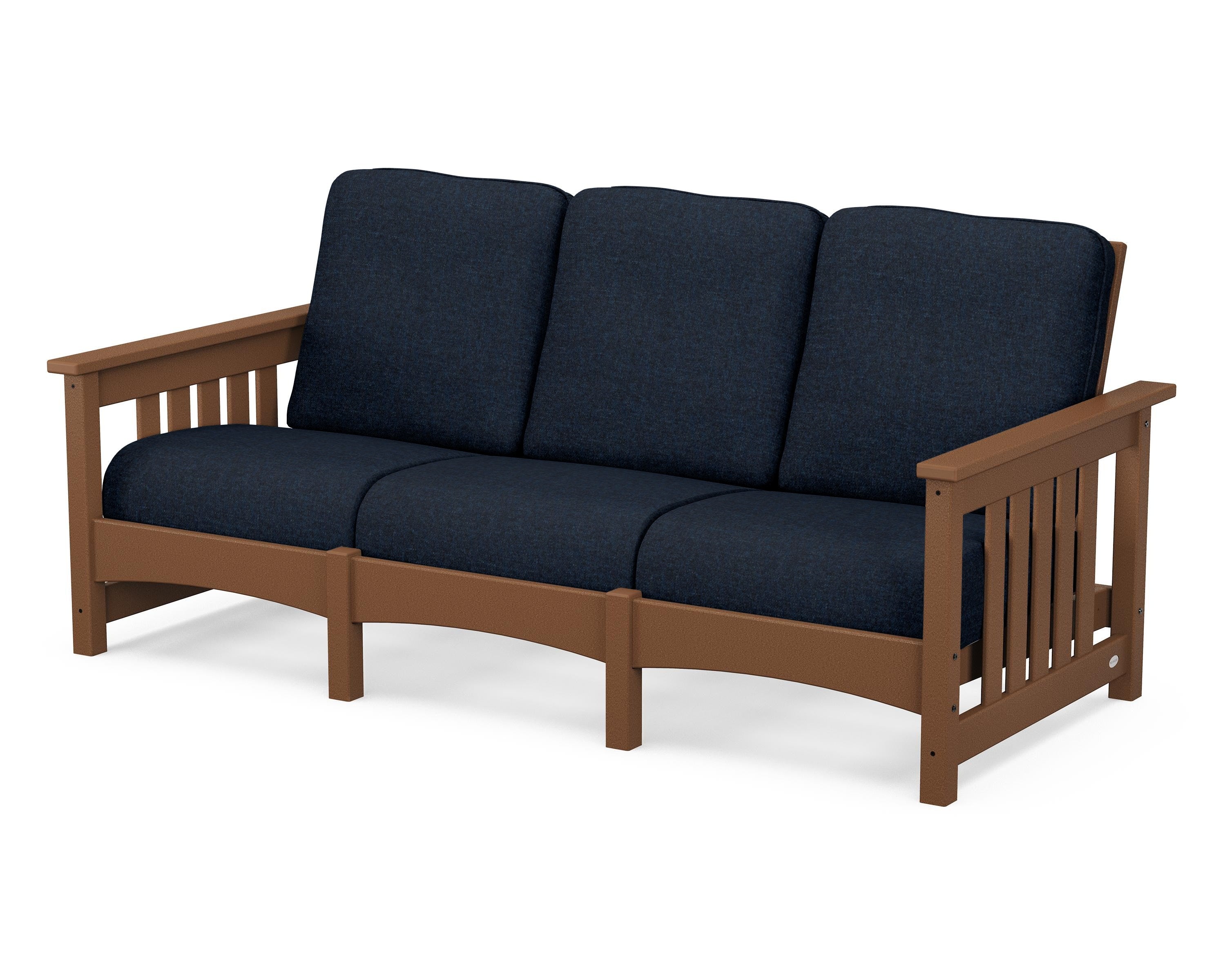 POLYWOOD® Club Mission Sofa in Teak / Marine Indigo