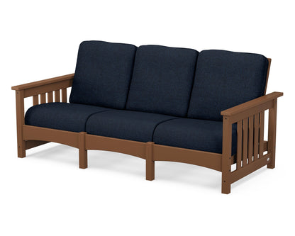 POLYWOOD® Club Mission Sofa in Teak / Marine Indigo