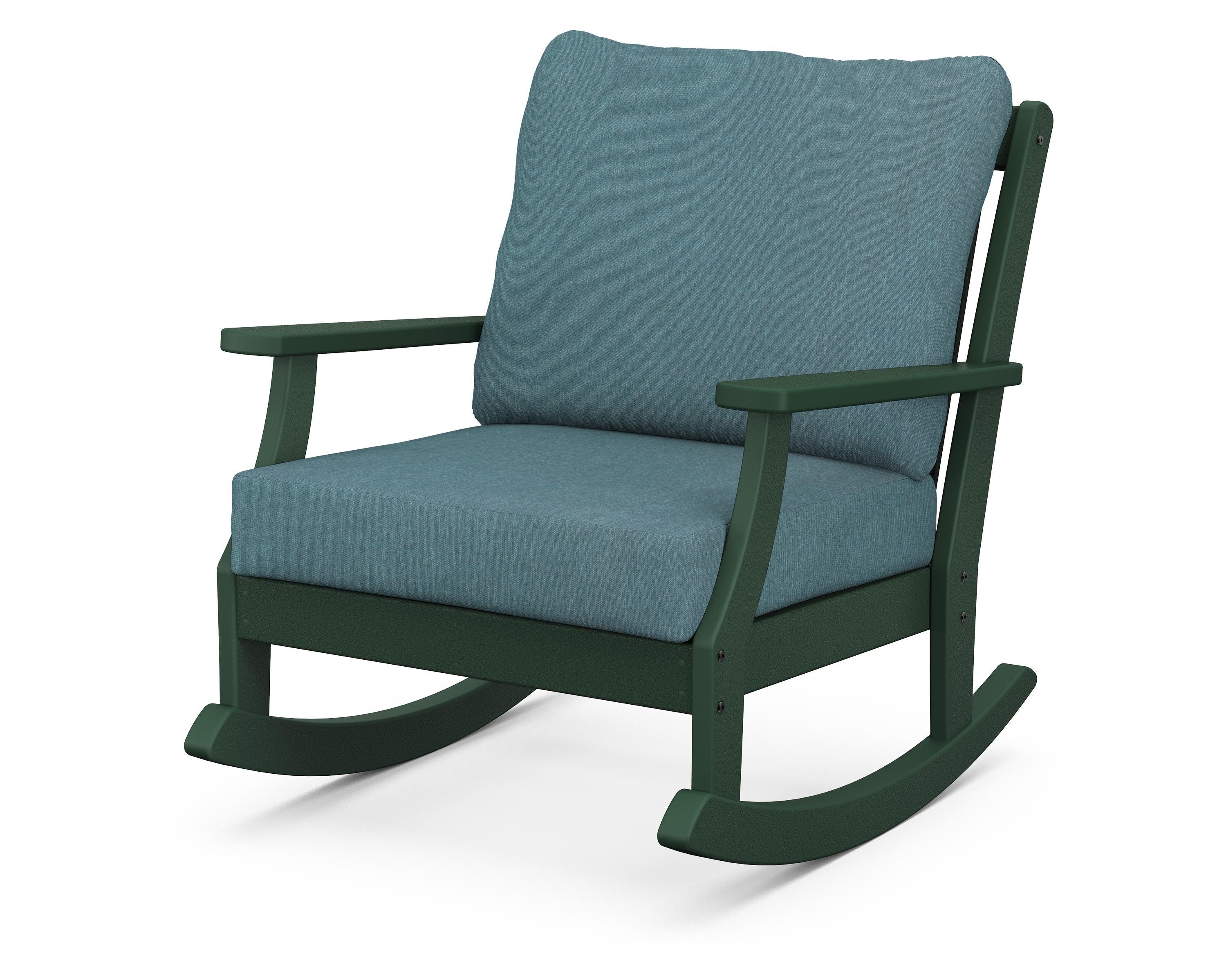 POLYWOOD® Braxton Deep Seating Rocking Chair in Green / Ocean Teal