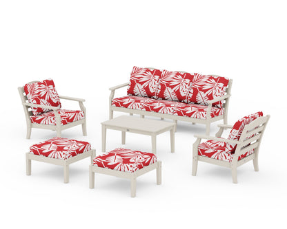 Draper James™ by  POLYWOOD® Savannah 6-Piece Lounge Sofa Set in Sand / Leaf Crimson