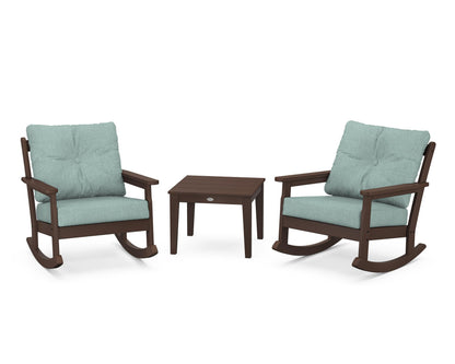 POLYWOOD® Vineyard 3-Piece Deep Seating Rocker Set in Mahogany / Glacier Spa