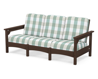 POLYWOOD® Club Sofa in Mahogany / Buffalo Plaid Glacier Spa