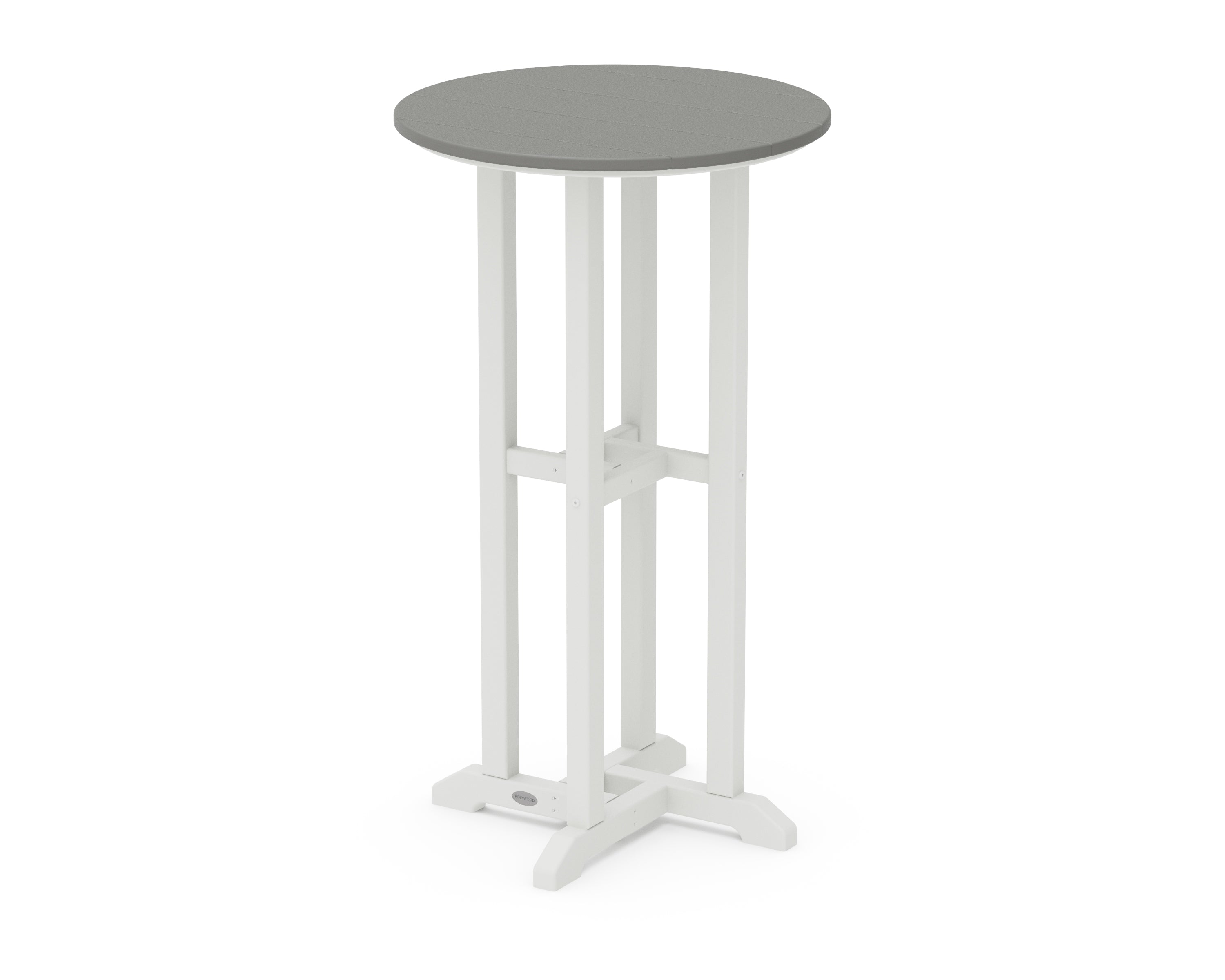 POLYWOOD® Contempo 24" Round Bar Table in White / Slate Grey