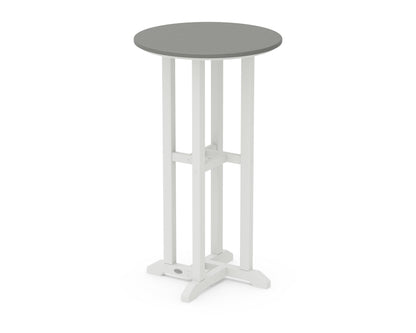 POLYWOOD® Contempo 24" Round Bar Table in White / Slate Grey