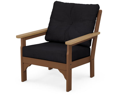POLYWOOD® Vineyard Deep Seating Chair in Teak / Natural / Midnight Linen