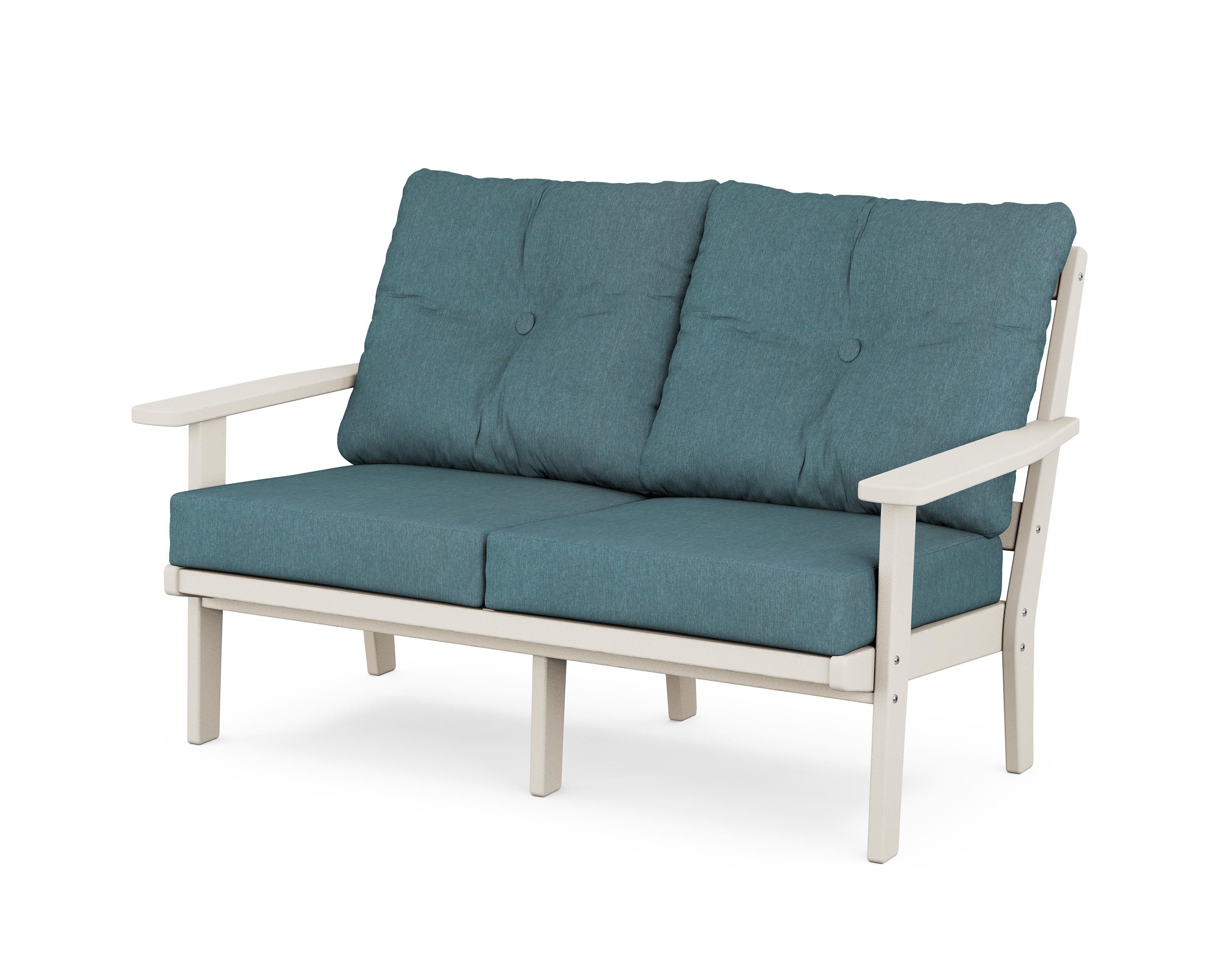 POLYWOOD® Oxford Deep Seating Loveseat in Sand / Ocean Teal