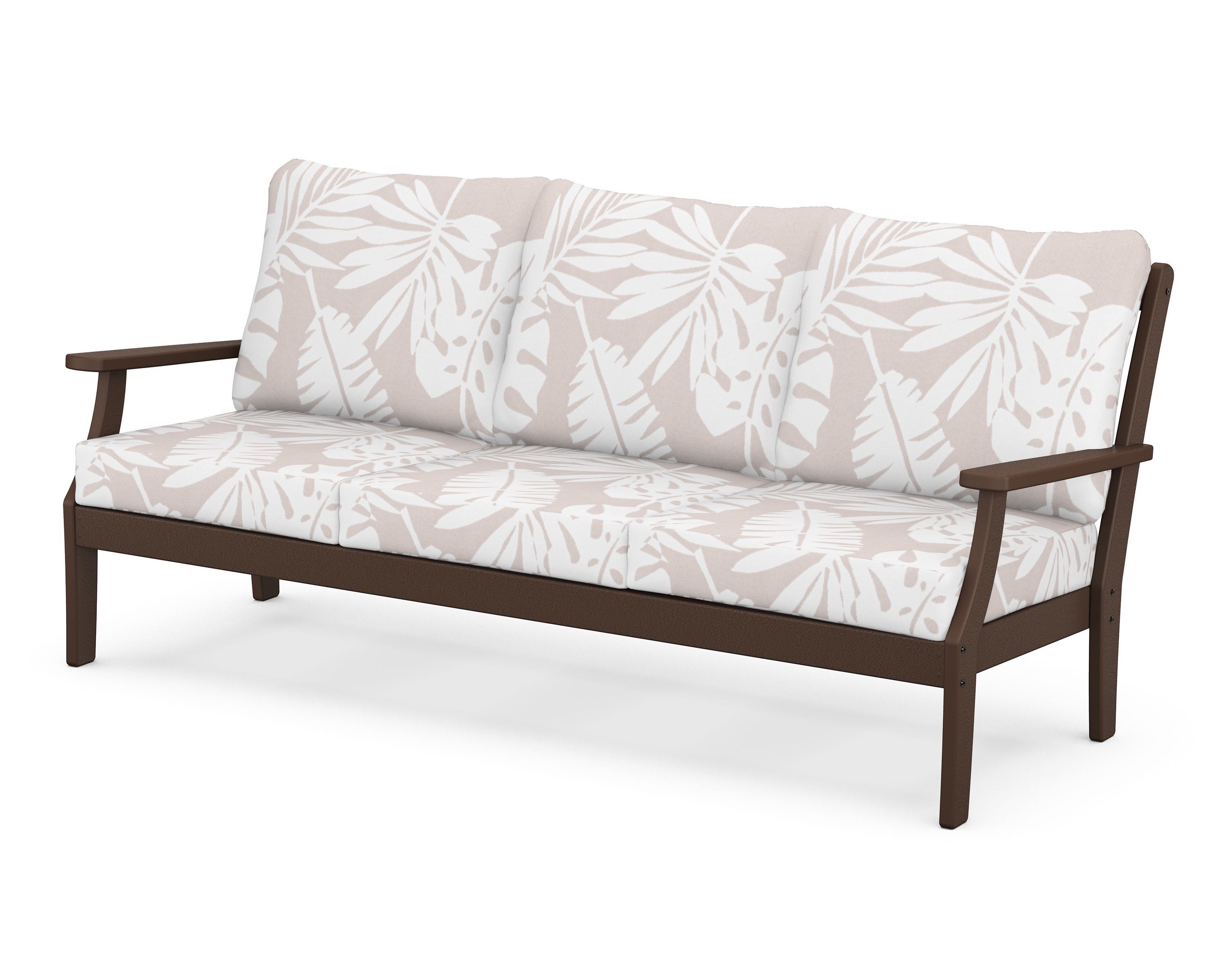 POLYWOOD® Braxton Deep Seating Sofa in Mahogany / Leaf Dune Burlap