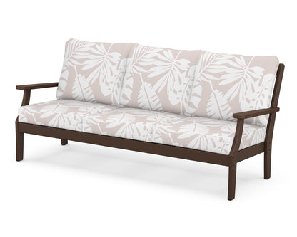 POLYWOOD® Braxton Deep Seating Sofa in Mahogany / Leaf Dune Burlap