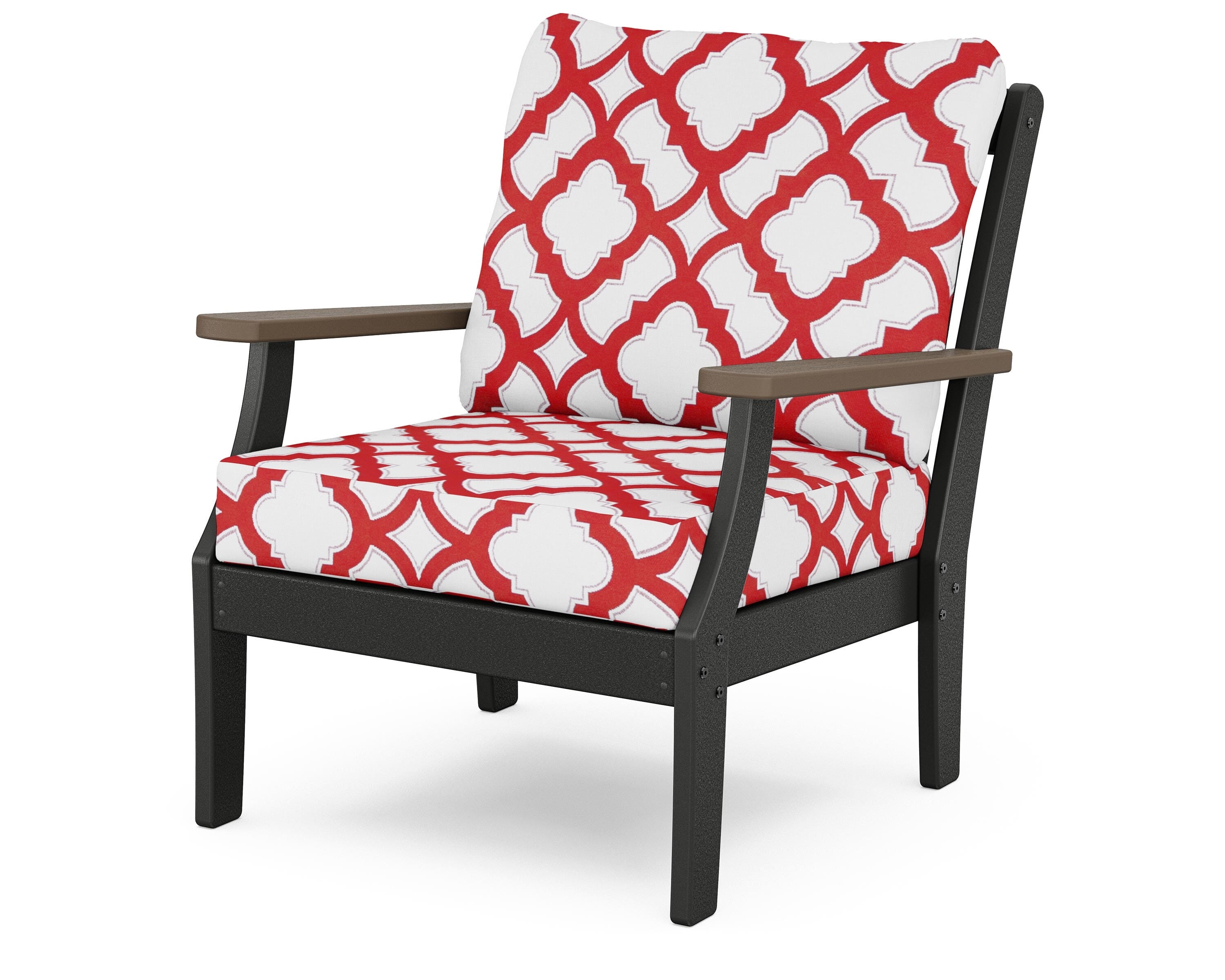 POLYWOOD® Braxton Deep Seating Chair in Black / Kona / Trellis Crimson