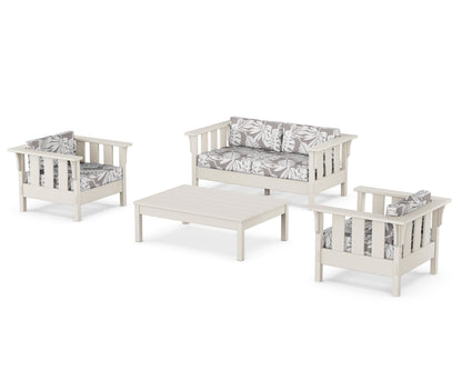Martha Stewart by POLYWOOD® Acadia 4-Piece Deep Seating Set with Loveseat in Sand / Leaf Grey Mist