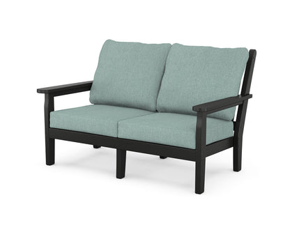POLYWOOD® Chippendale Deep Seating Loveseat in Black / Glacier Spa