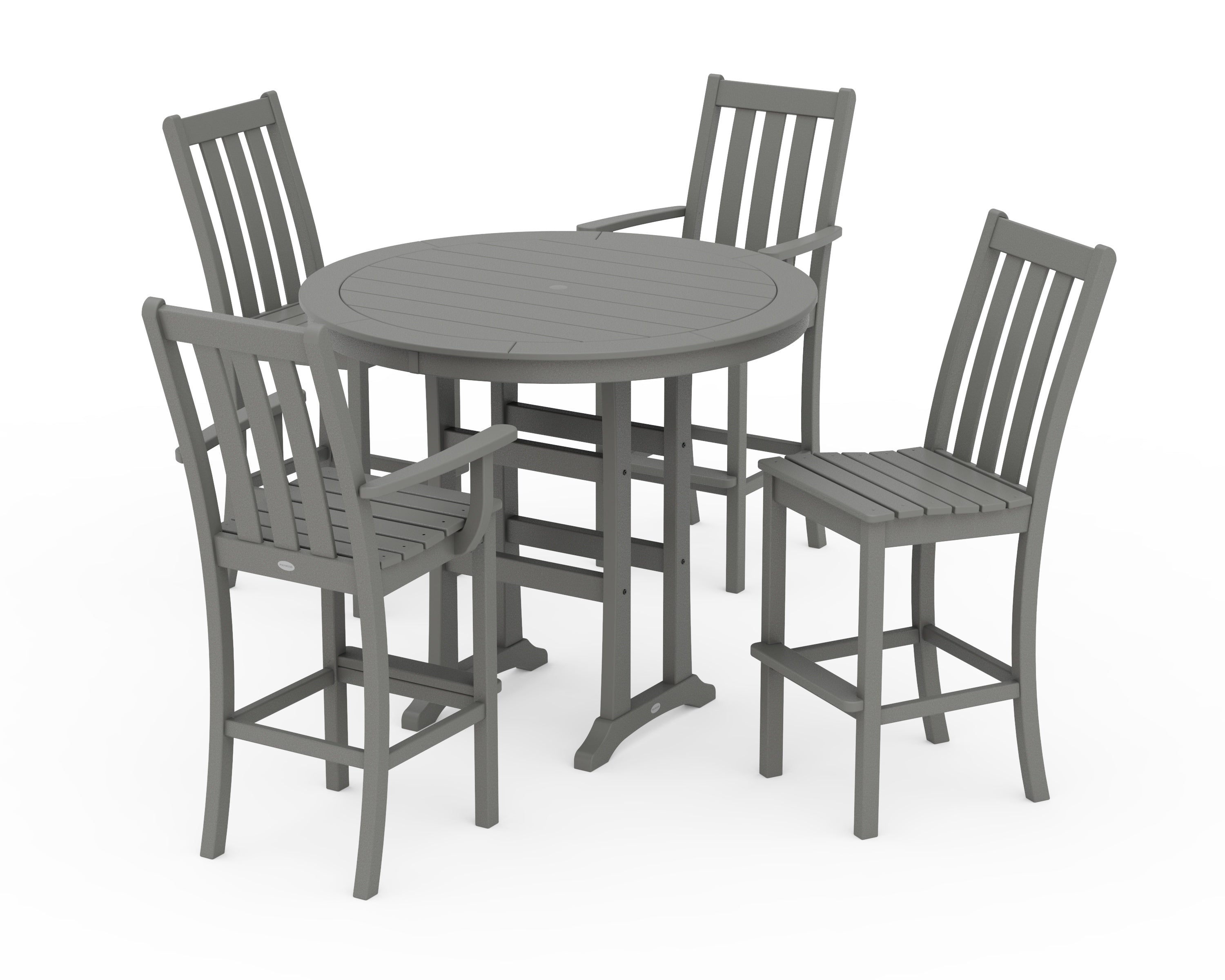 POLYWOOD® Vineyard 5-Piece Nautical Trestle Bar Set in Slate Grey