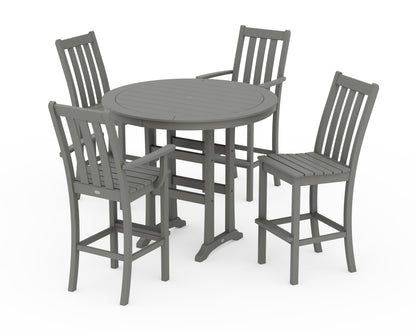 POLYWOOD® Vineyard 5-Piece Nautical Trestle Bar Set in Slate Grey