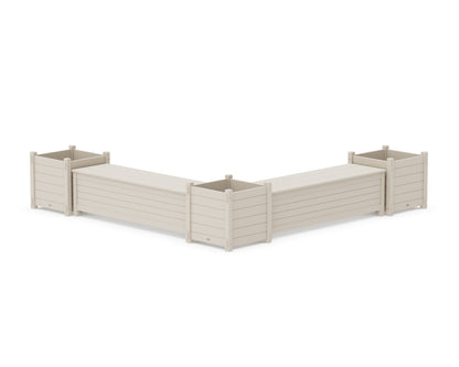 POLYWOOD® 60" Nautical L- Shaped Planter Storage Bench Corner Set- Large in Sand