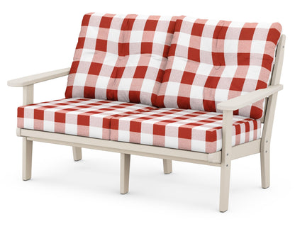 POLYWOOD® Lakeside Deep Seating Loveseat in Sand / Buffalo Plaid Crimson
