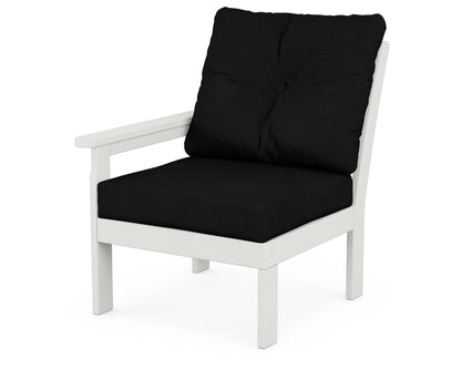 POLYWOOD® Vineyard Modular Left Arm Chair in Vintage White / Midnight Linen