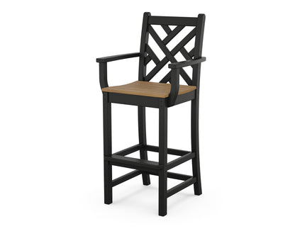 POLYWOOD® Chippendale Bar Arm Chair in Black / Natural